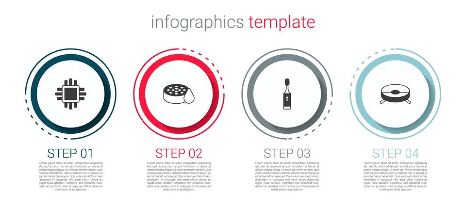 Set Processor with CPU, Water sensor, Electric toothbrush and Robot vacuum Stock-Illustration