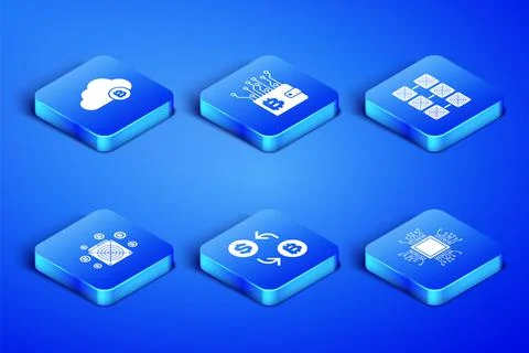 Set Processor, Cryptocurrency cloud mining, exchange, ASIC Miner, wallet and 스톡 일러스트