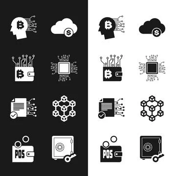 Set Processor, Cryptocurrency wallet, Bitcoin think, cloud mining, Smart Stockillustratie