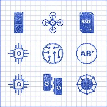 Set Processor, Gamepad, Global technology social network, Ar, augmented reality イラスト素材