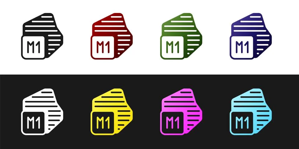 Set Processor icon isolated on black and white background. CPU, central イラスト素材