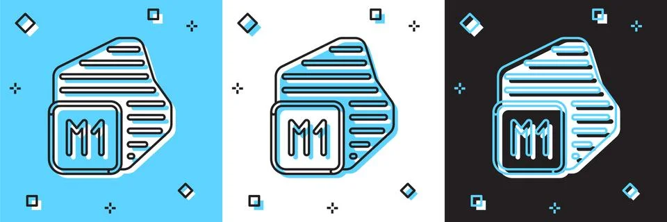 Set Processor icon isolated on blue and white, black background. CPU, central 库存插图