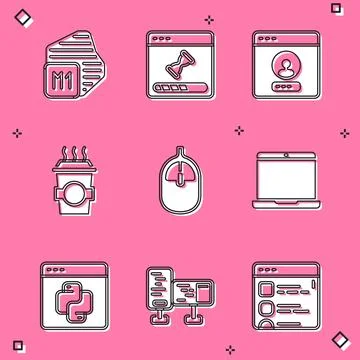 Set Processor, Loading data window, Create account screen, Coffee cup to go.. Stock Illustration