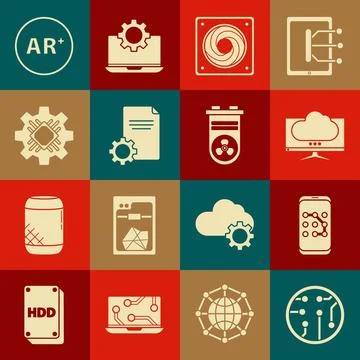 Set Processor, Mobile and graphic password protection, Computer monitor screen Stock Illustration