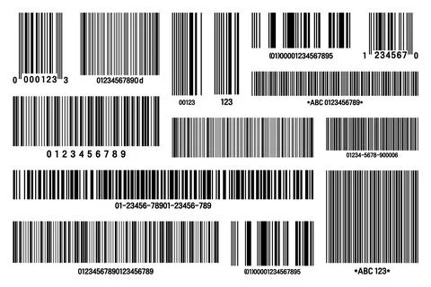 Set of product barcodes. Identification tracking code. Serial number, product ID Illustrazione stock