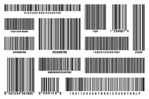 Set of product barcodes. Identification tracking code. Serial number, product ID 스톡 일러스트