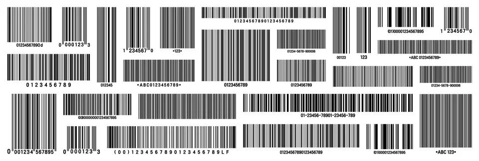 Set of product barcodes. Identification tracking code. Serial number, product ID 스톡 일러스트
