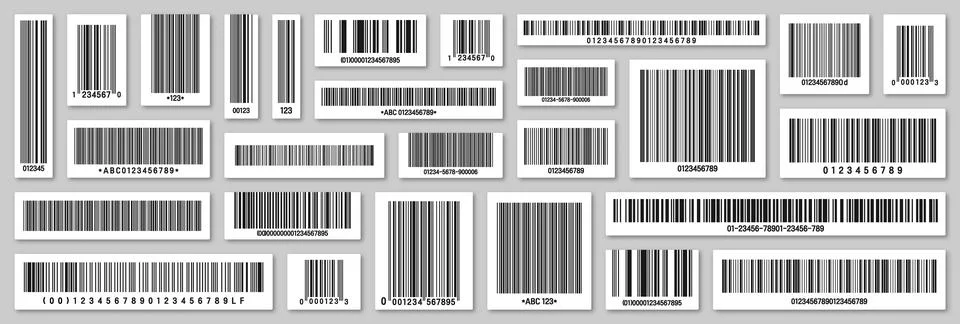 Set of product barcodes. Identification tracking code. Serial number, product ID 스톡 일러스트
