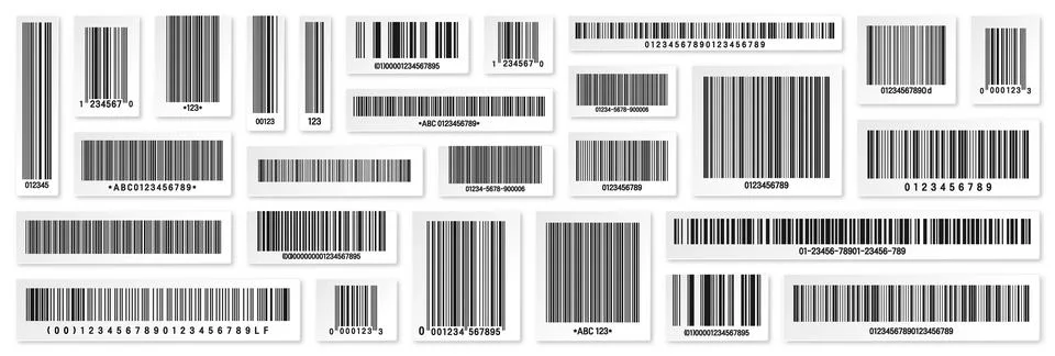 Set of product barcodes. Identification tracking code. Serial number, product ID Stock-Illustration