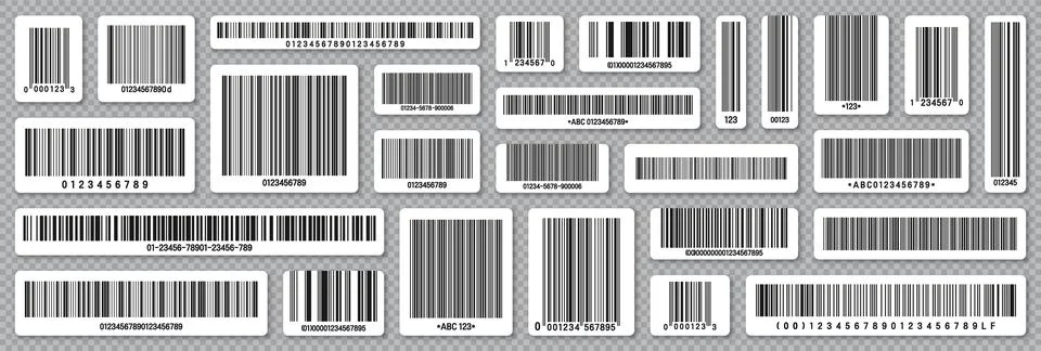 Set of product barcodes. Identification tracking code. Serial number, product ID Stock Illustration