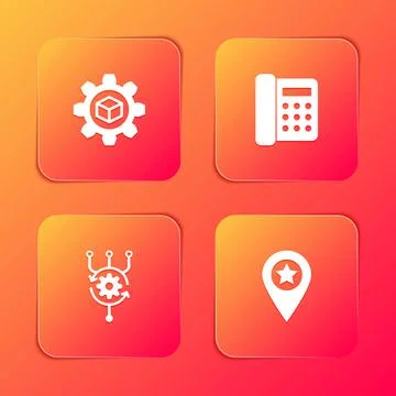 Set Product development, Telephone, Algorithm and Location with star icon 스톡 일러스트