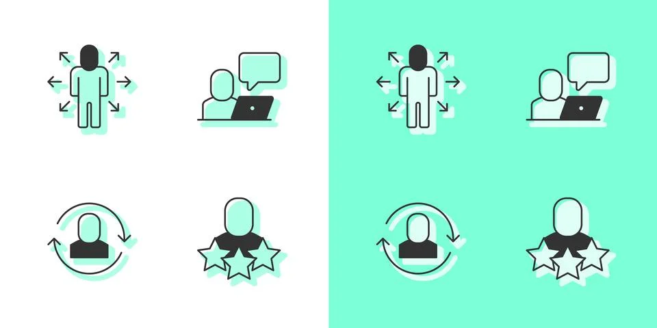 Set Productive human, Multitasking manager working, Exchange and Freelancer i Illustrazione stock