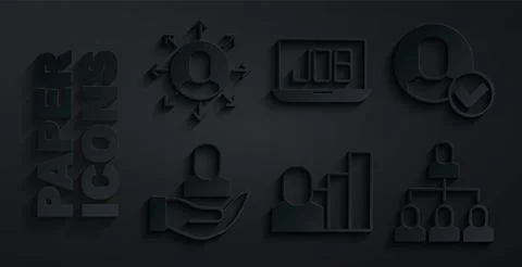 Set Productive human Worker Employee hierarchy Search job and Multitasking ma Stockillustratie