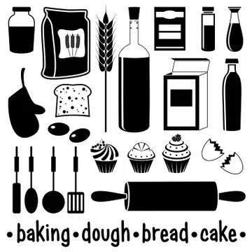 Set of products for baking Stock Illustration