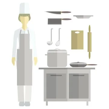 Set of profession tools cook 스톡 일러스트
