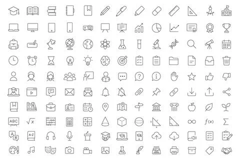 Set of professional icon school. Linear icon collection. Stockillustratie