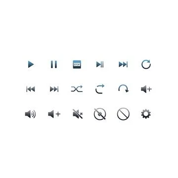 Set of professional multimedia and audio playback interface icons Illustrazione stock