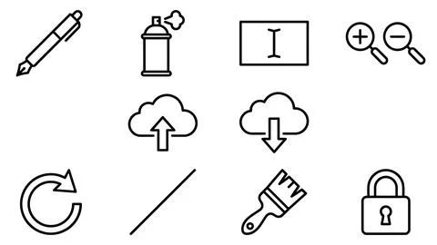 Set of professional office software and creative interface icons. Stock Illustration