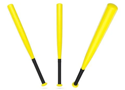 Set of professional softball or baseball bats isolated on white background. Stock Illustration