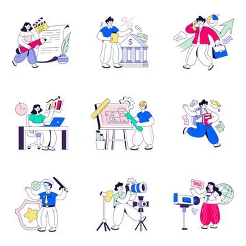 Set of Professions Flat Illustrations 스톡 일러스트