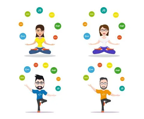 Set of programer characters Illustrazione stock