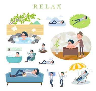 A set of Programmer engineer man about relaxing Illustrazione stock