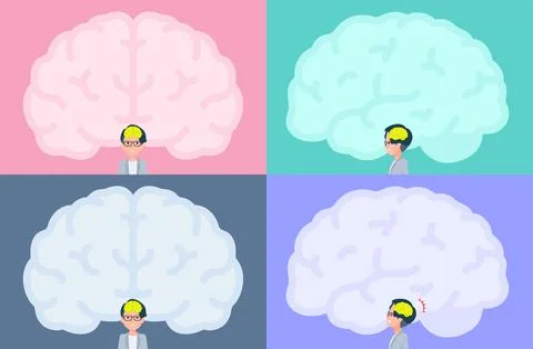A set of Programmer engineer man and brain shaped frame Stock-Illustration