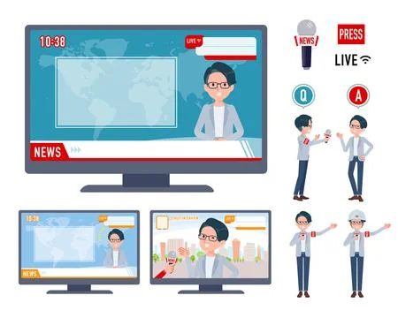 A set of Programmer engineer man appearing in news programs Stock Illustration
