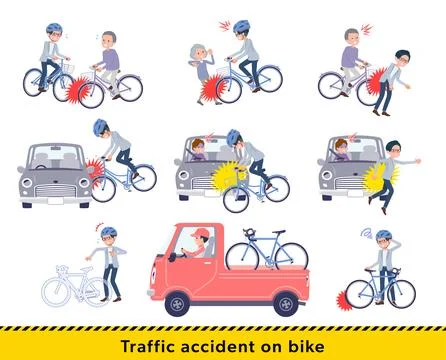 A set of Programmer engineer man in a bicycle accident Illustrazione stock