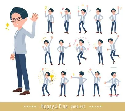 A set of Programmer engineer man in a cheerful pose Stock-Illustration