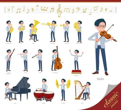 A set of Programmer engineer man on classical music performance Illustrazione stock