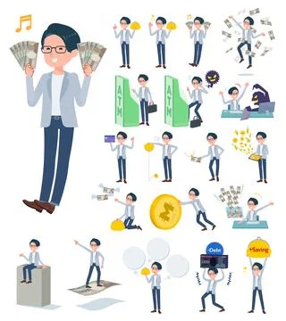 A set of Programmer engineer man with concerning money and economy Stock Illustration