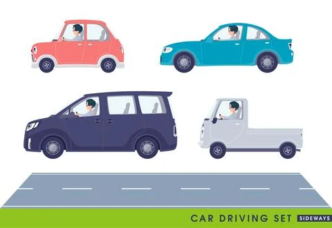 A set of Programmer engineer man driving a car(sideways) Stock-Illustration