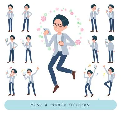 A set of Programmer engineer man to enjoy using a smartphone Stock-Illustration