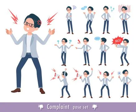 A set of Programmer engineer man expressing their discontent Stock Illustration