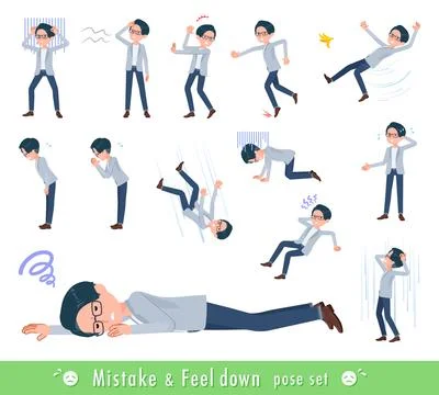 A set of Programmer engineer man expressing failure and depression Stock Illustration