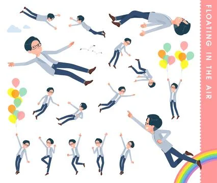 A set of Programmer engineer man floating in the air Illustrazione stock