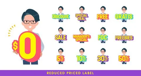 A set of Programmer engineer man with a great deal POP in English Stock-Illustration