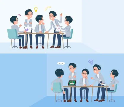 A set of Programmer engineer man having an intracerebral meeting Stock Illustration