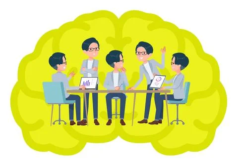 A set of Programmer engineer man having an intracerebral meeting Stock Illustration