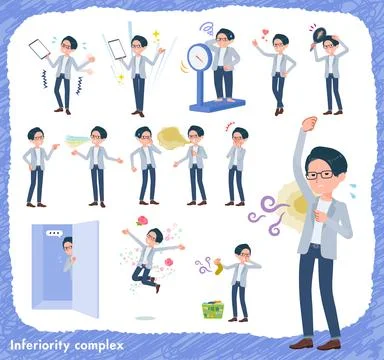 A set of Programmer engineer man on inferiority complex Stock Illustration