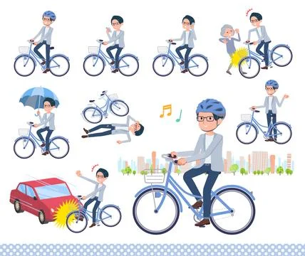 A set of Programmer engineer man riding a city cycle Stock-Illustration