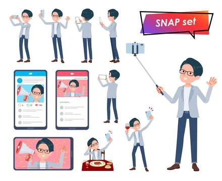 A set of Programmer engineer man shooting with a smartphone Stock-Illustration