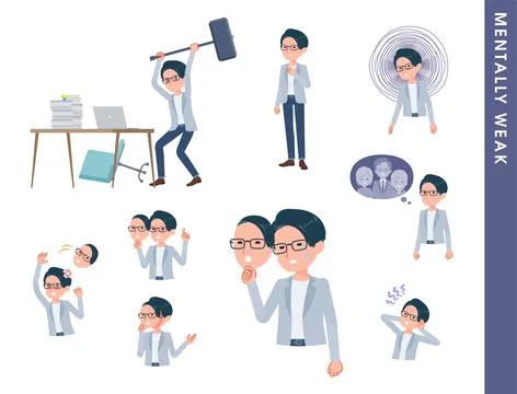 A set of Programmer engineer man spirit is weak Stock Illustration
