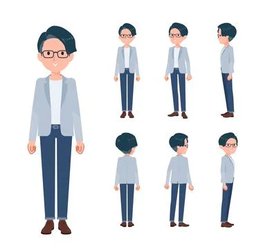 A set of Programmer engineer man standing Illustrazione stock