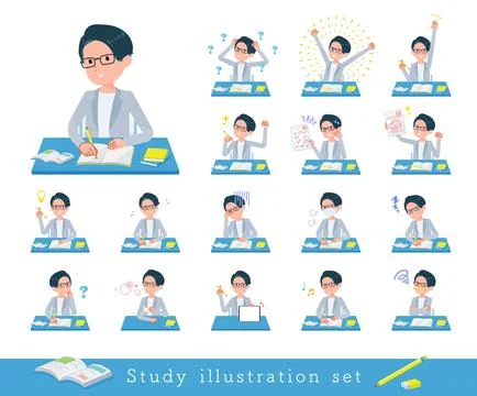 A set of Programmer engineer man on study Stock-Illustration