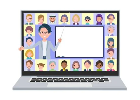 A set of Programmer engineer man teaching lessons online Stock-Illustration