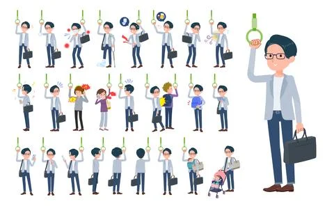 A set of Programmer engineer man on the train Stock Illustration