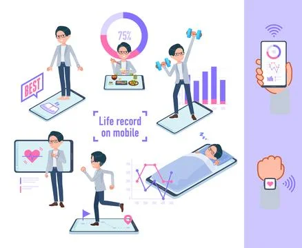 A set of Programmer engineer man who manage their behavior and health on th.. Stock-Illustration