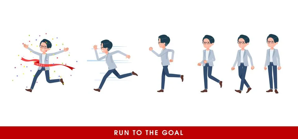 A set of Programmer engineer man who start running gradually Stock Illustration